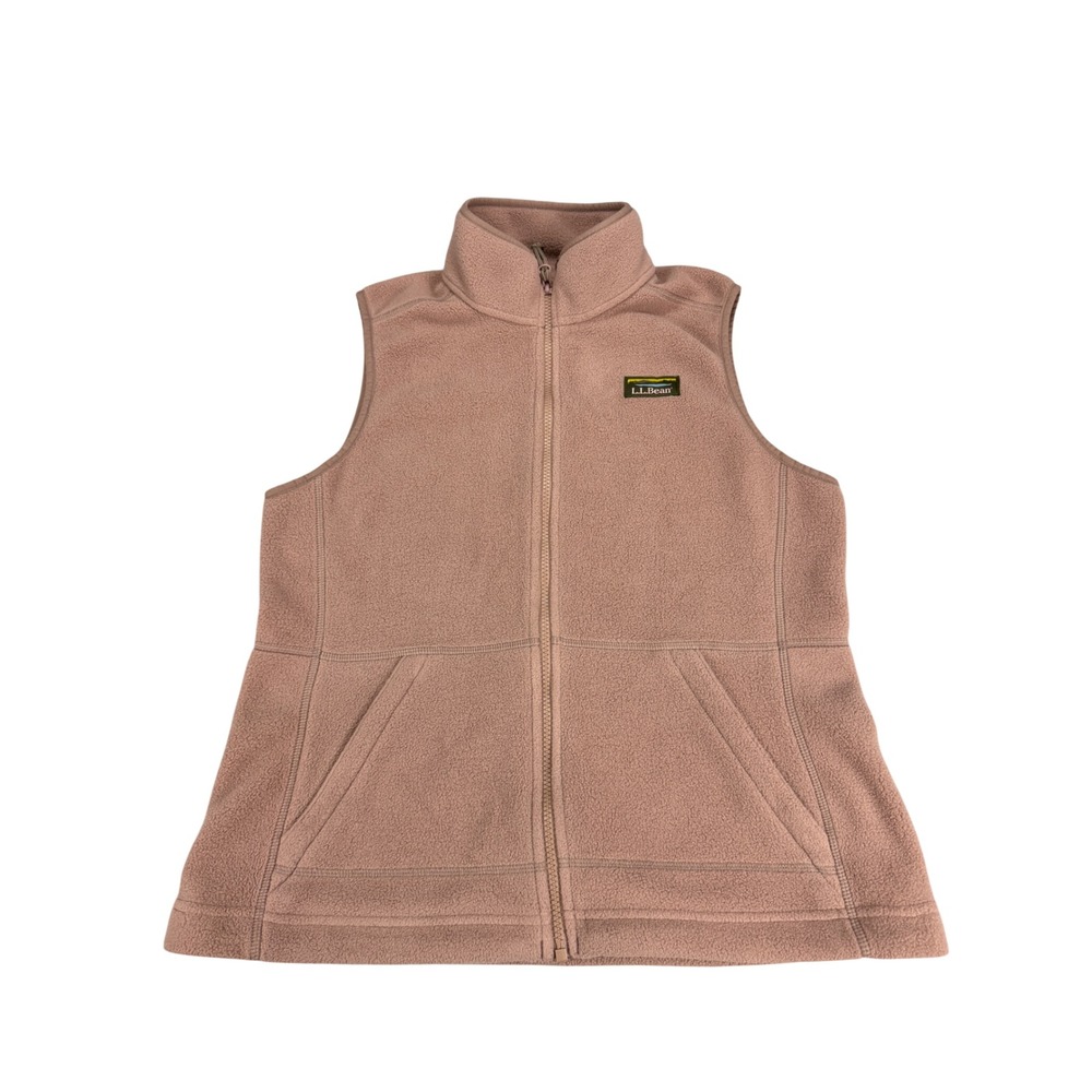 LL Bean Womens Fleece Vest Small Petite Mauve Pink Full Zip 505337 Recycled
